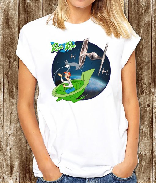 George Jetson Jetsons Vs Tie Fighter Star Wars Graphic Astro Dog Hannahbarbera Unisex T-Shirt