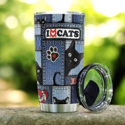 Girls Love Black Cats And Jeans Stainless Steel Cup