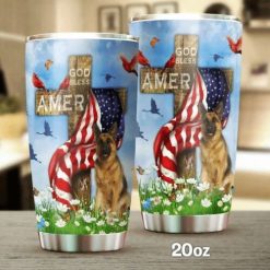 God Bless America, German Shepherd Stainless Steel Cup