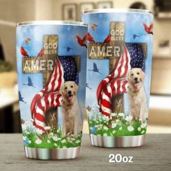 God Bless America. Golden Retriever Stainless Steel Cup