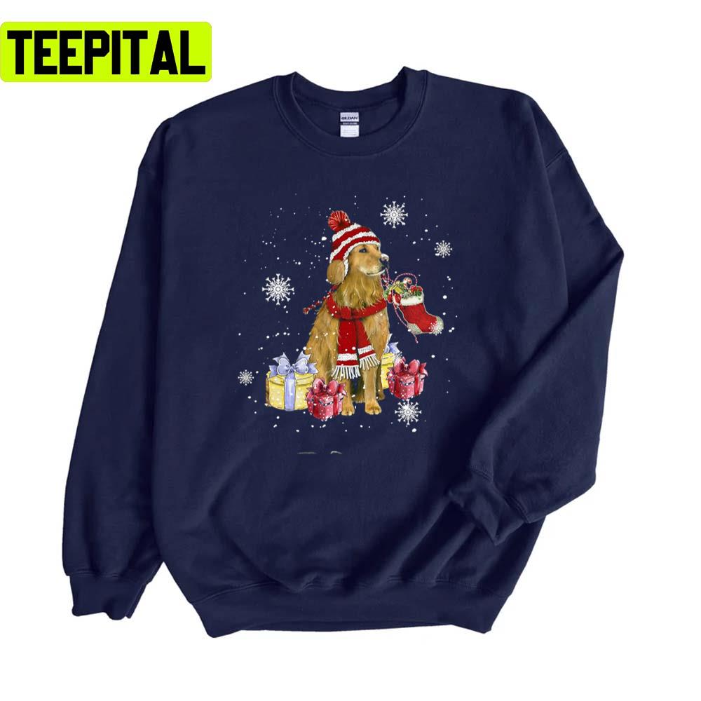 Golden Merry Christmas Animated Art Unisex Sweatshirt