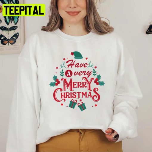 Green And Red Design Have A Very Merry Christmas Unisex Sweatshirt