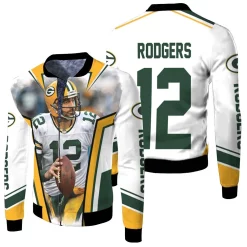 Green Bay Packer Aaron Rodgers Legend 12 Fleece Bomber Jacket