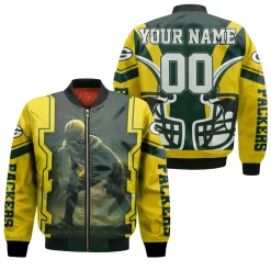 Green Bay Packers A. J. Hawk 50 For Fans Personalized Bomber Jacket