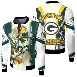 Green Bay Packers Aaron Jones 33 For Fans Fleece Bomber Jacket