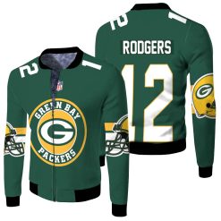 Green Bay Packers Aaron Rodgers 12 3d Jersey Fleece Bomber Jacket