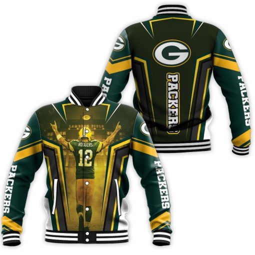 Green Bay Packers Aaron Rodgers 12 For Fans Baseball Jacket