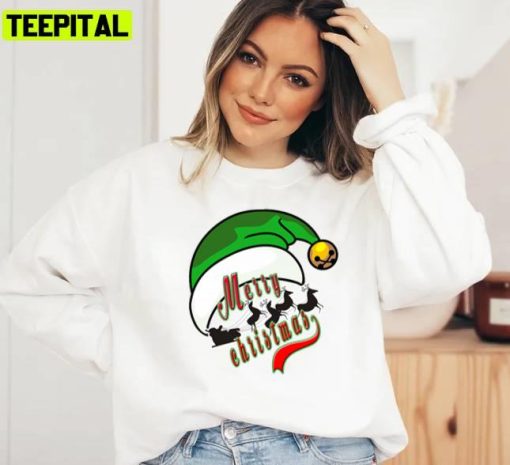 Green Santa Hat Art Chistmas Art Unisex Sweatshirt