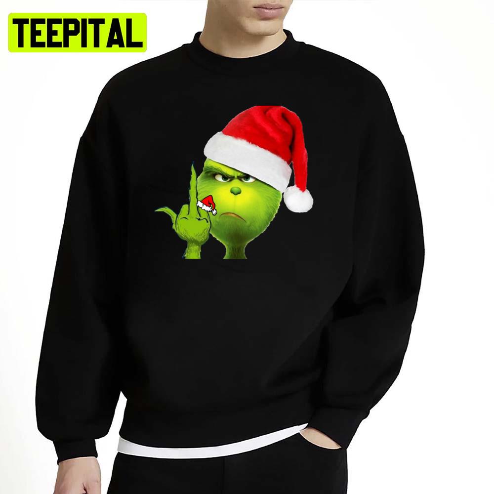Grinch X Middle Finger Christmas Design Xmas Unisex Sweatshirt