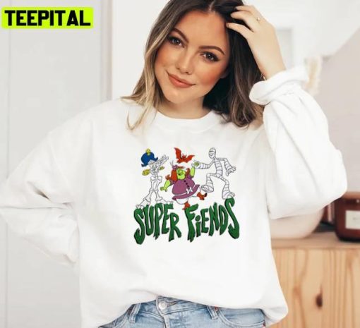 Groovie Goulies Bonapart Hagatha And Mummy With Super Fiends Logotype Unisex Sweatshirt