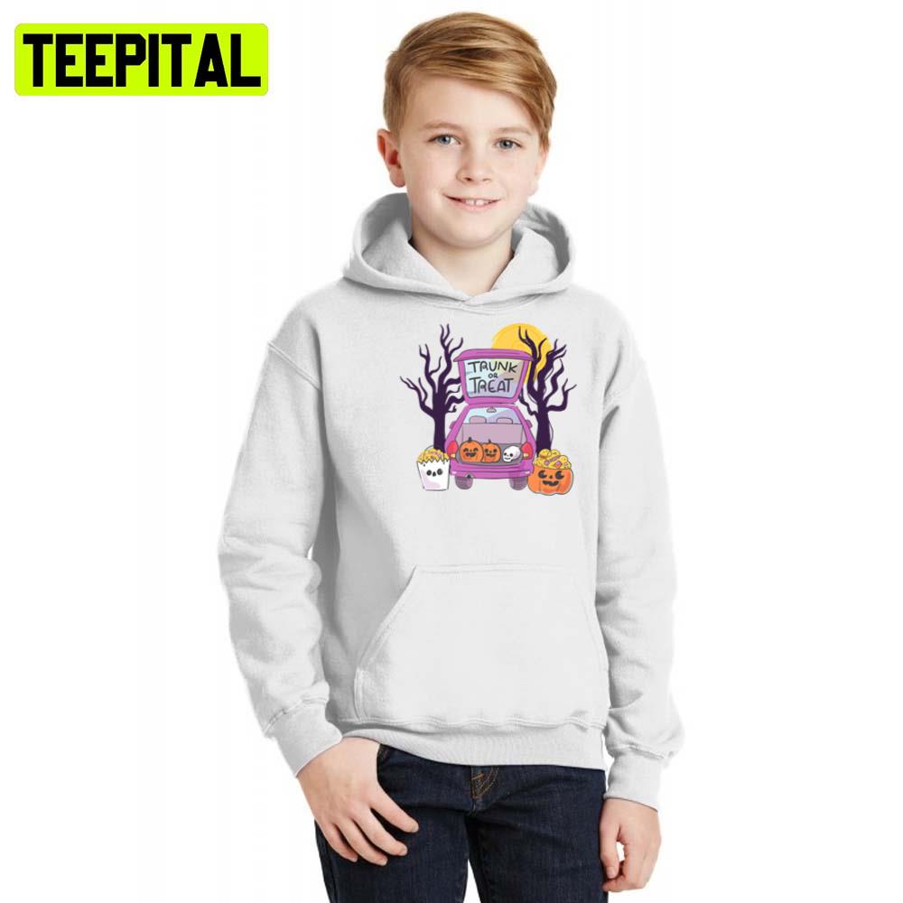 Hallowee Trunk Or Treat Funny Scary Illustration Hoodie