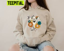 Halloween Couple Retro Floral Ghost Halloween Trending Unisex Hoodie