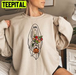 Halloween Floral Ghost Autumn Trending Unisex Shirt