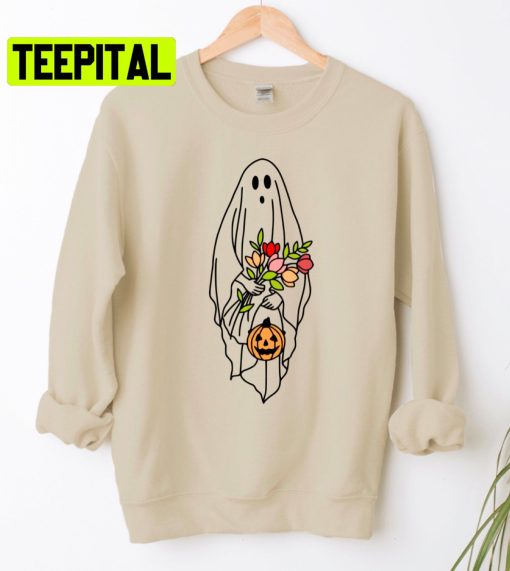 Halloween Floral Ghost Autumn Trending Unisex Shirt