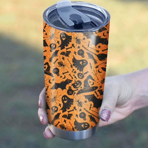 Halloween Orange Pattern Stainless Steel Cup