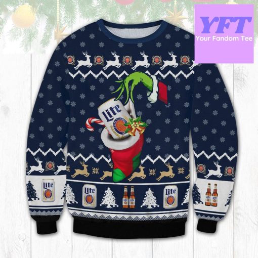 Hand Miller Lite Beer Beer Lover The Grinch 3d Ugly Christmas Sweater