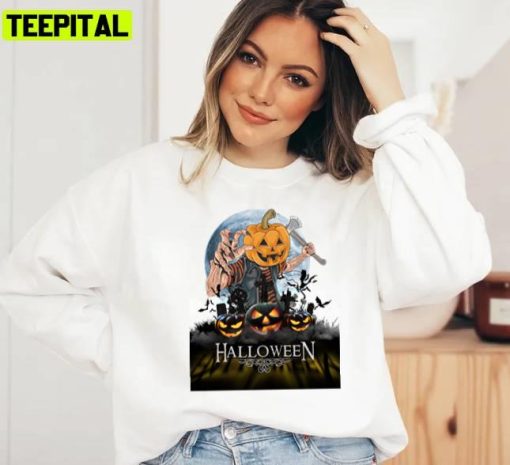 Happy Pumkin Halloween Illustration Unisex Sweatshirt