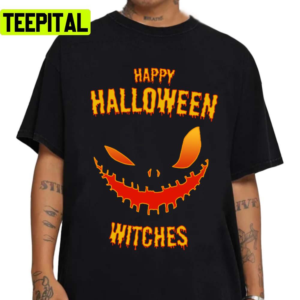 Happy Witches Spooky Halloween Illustration Unisex Sweatshirt
