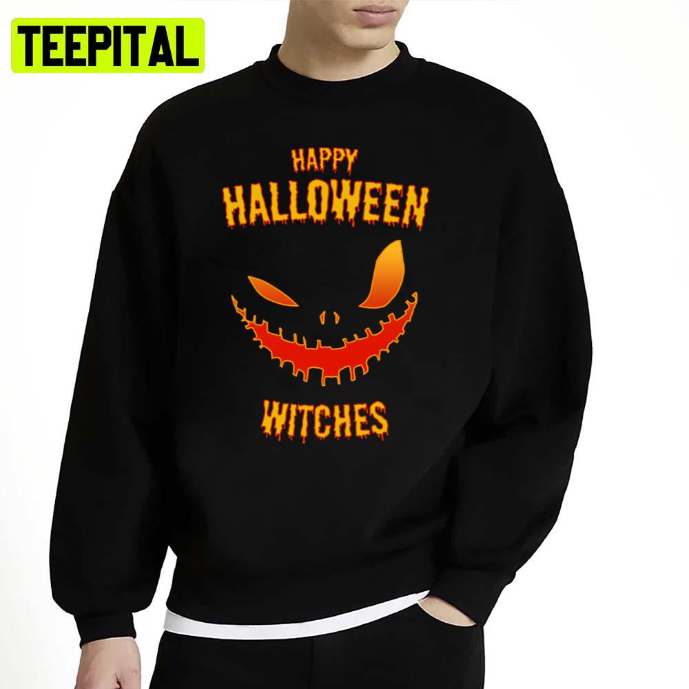 Happy Witches Spooky Halloween Illustration Unisex Sweatshirt