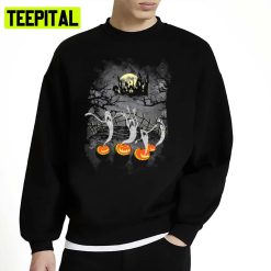 Haunted Halloween Illustration The Pumpkin Ghosts Unisex Sweatshirt