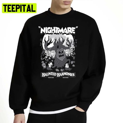 Haunted Harmonies Vintage Cartoon Creepy Cute Goth Horror Halloween Illustration Unisex Sweatshirt