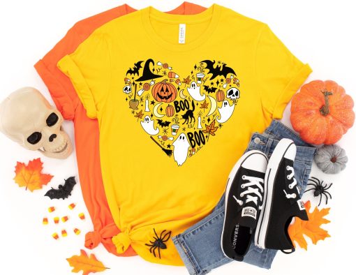 Heart Collage Trick Or Treat Heart Fall Spooky Pumpkin Halloween Unisex T-Shirt