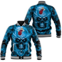 Heat Nba Fans Skull Baseball Jacket