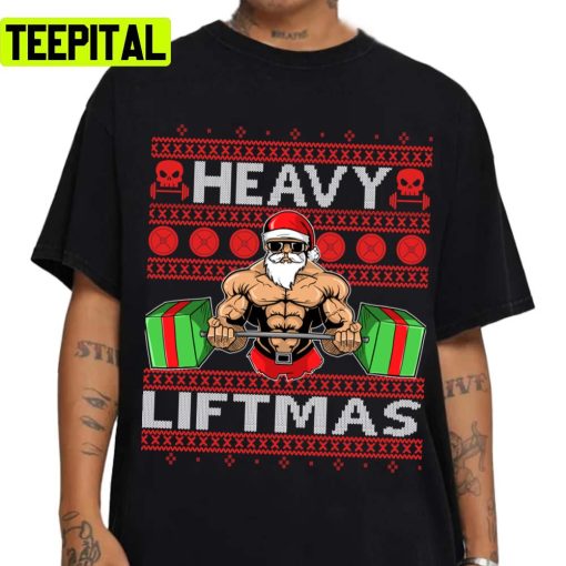 Heavy Liftmas Gym Design Knit Pattern Ugly Unisex Sweatshirt