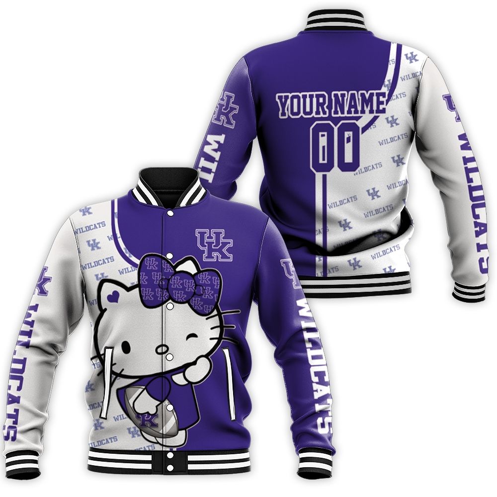 Hello Kitty Hug Kentucky Wildcats Logo 3d Personalized Baseball Jacket