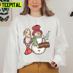 Hello Winter Snowman With Gnome Design Unisex Sweatshirt