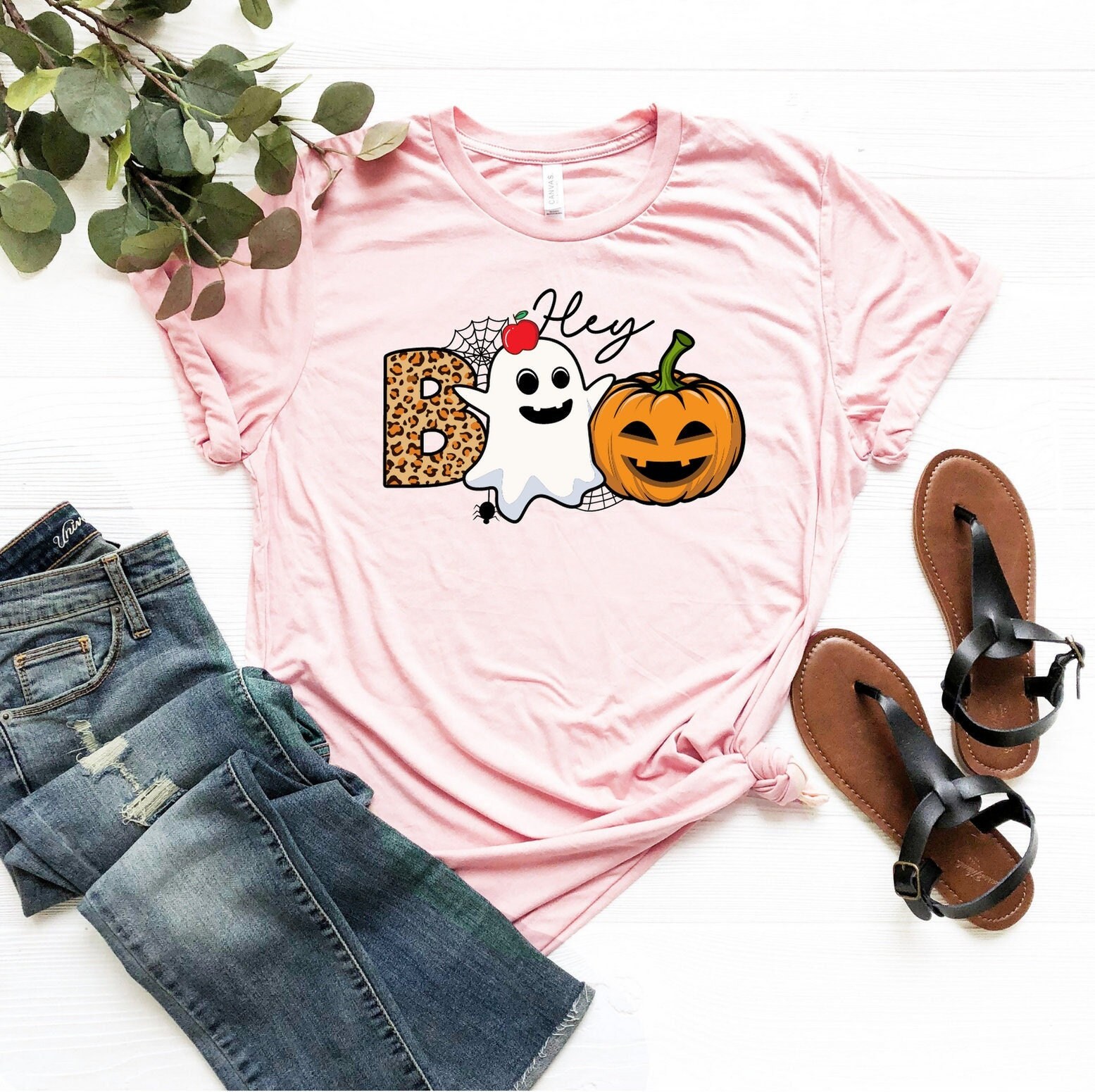 Hey Boo Boo Spooky Season Funny Ghost Pumpkin Halloween Unisex T-Shirt