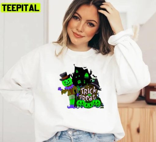 Horror Mansion Trick Or Treat Halloween Illustration Unisex Sweatshirt