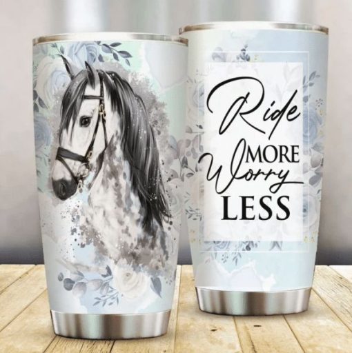 Horse Ride More Worry Less Stainless Steel Cup