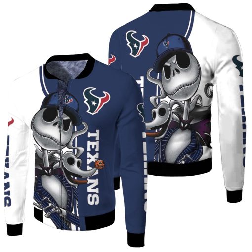 Houston Texans Jack Skellington And Zero Fleece Bomber Jacket