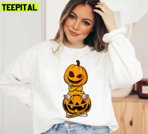 Iconic Design Of Halloween Scary Pumpkin Head Unisex Sweatshirt