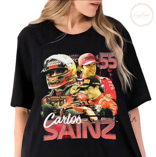 Illustration Carlos Sainz Jr Scuderia Ferrari 90s Grand Prix F1 Formula One Unisex T-Shirt