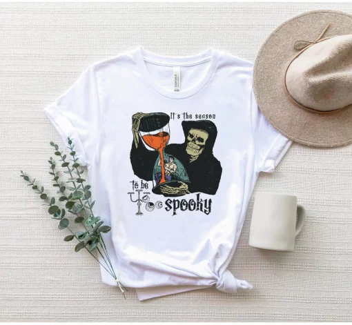 It Is The Season To Be Spooky Season Vintage Skeleton Scary Witch Pumpkin Halloween Unisex T-Shirt