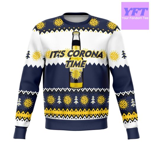 It’s Corona Time Funny Meme 2022 Design 3d Ugly Christmas Sweater