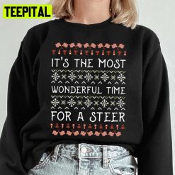 It’s The Most Wonderful Time For A Steer Car Christmas Ugly Unisex Sweatshirt