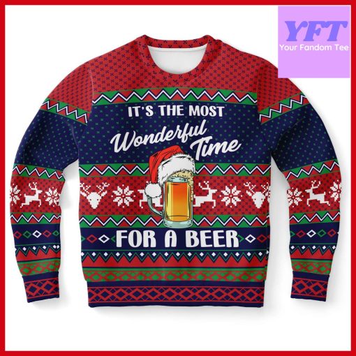 Its The Most Wonderful Time Of The Year Beer Drinking Beer Lover 3d Ugly Christmas Sweater