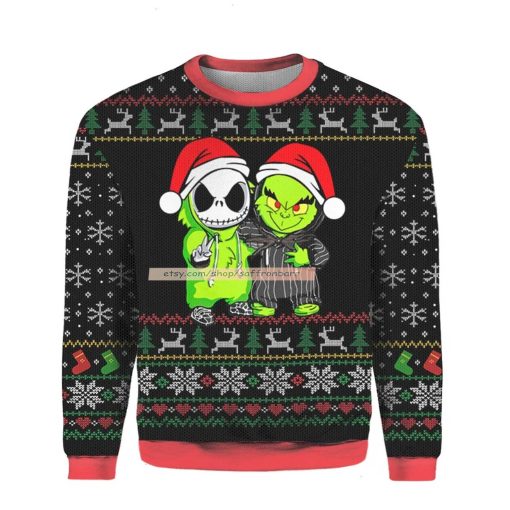 Jack Skellington And Grinch 2022 Christmas 3D Sweatshirt