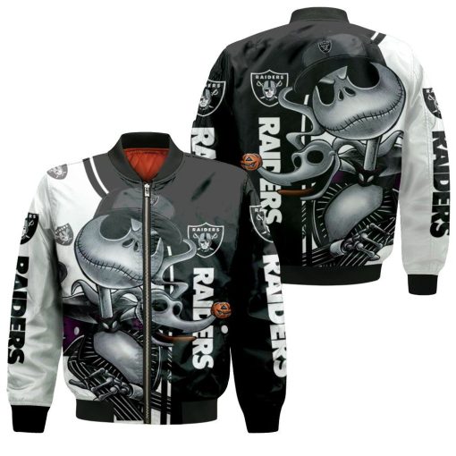 Jack Skellington Las Vegas Raiders 3d Jersey Bomber Jacket