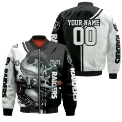 Jack Skellington Las Vegas Raiders 3d Personalized Bomber Jacket