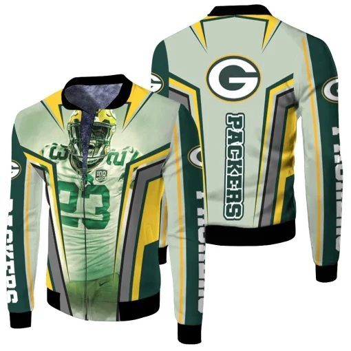 Jaire Alexander 23 Green Bay Packers 3d Fleece Bomber Jacket