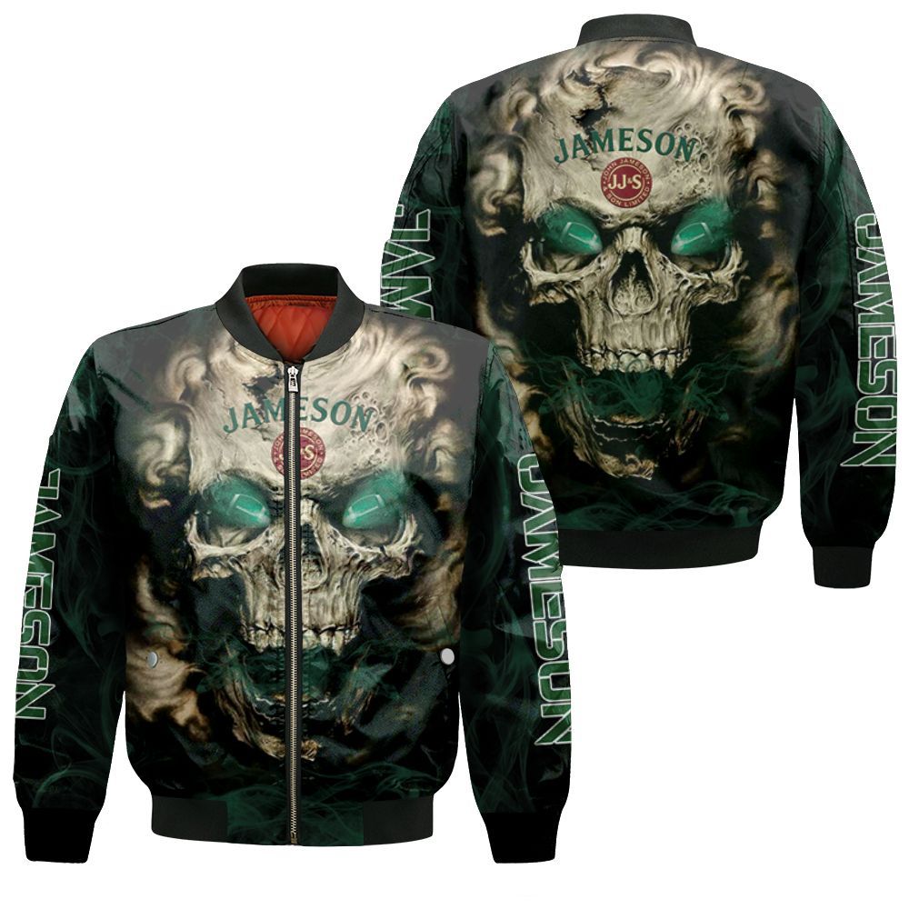 Jameson Irish Whiskey Skull 3d Jersey Bomber Jacket