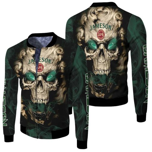 Jameson Irish Whiskey Skull 3d Jersey Fleece Bomber Jacket