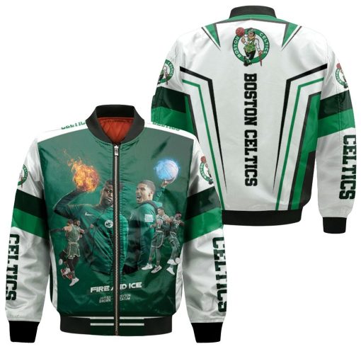 Jaylon Brown Jayson Tatum Boston Celtics Fire And Ice Bomber Jacket