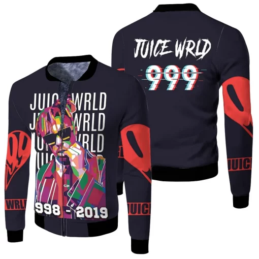 Juice Wrld 999 3d Sketch Oil Paint Rap Hip Hop Fleece Bomber Jacket