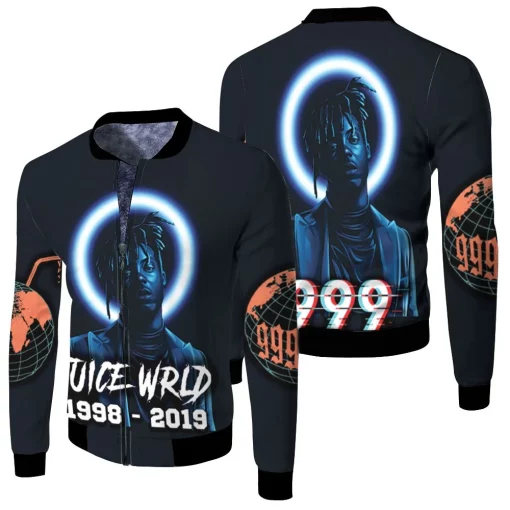 Juice Wrld 999 Rap Hip Hop Never Die Neon Style Fleece Bomber Jacket