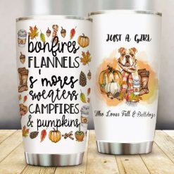 Just A Girl Who Loves Fall And Bulldogs Stainless Steel Cup